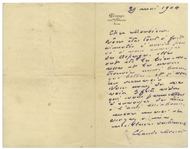 Claude Monet Autograph Letter Signed -- Monet Orders Wine for the Art Critic Octave Mirbeau, and Praises an Order of Asparagus